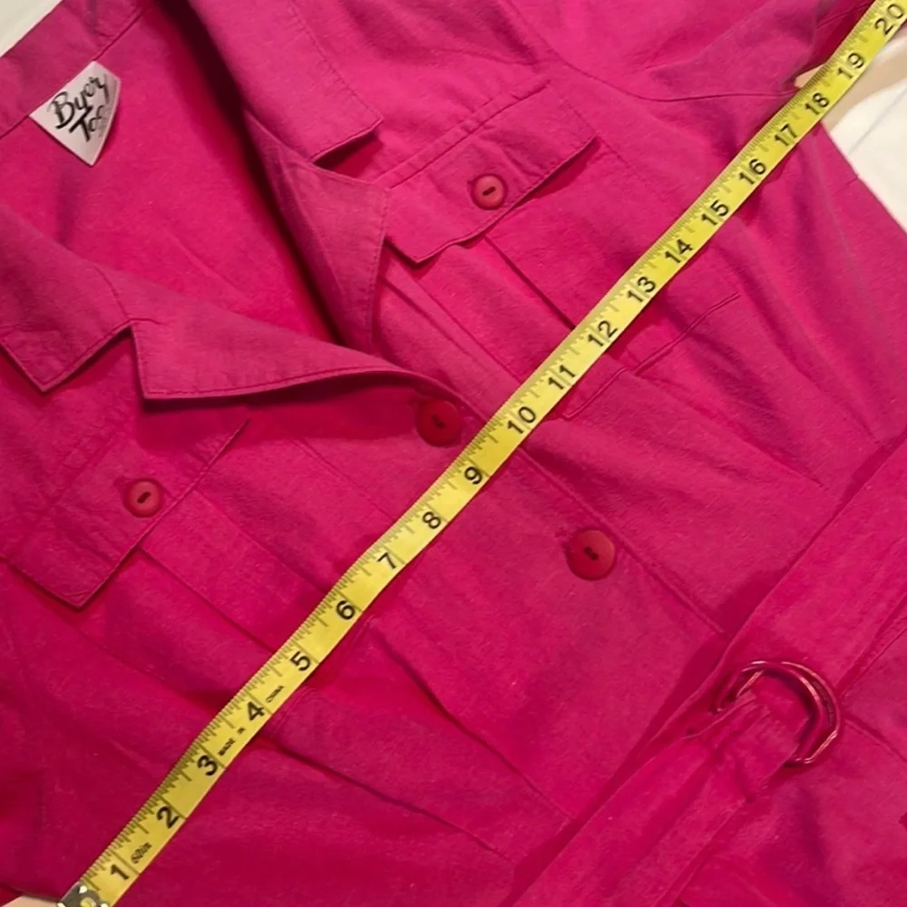 Authentic 80s Byer Too Raspberry Pink Belted Shirtdress with Full Circle Skirt - Picture 8 of 11